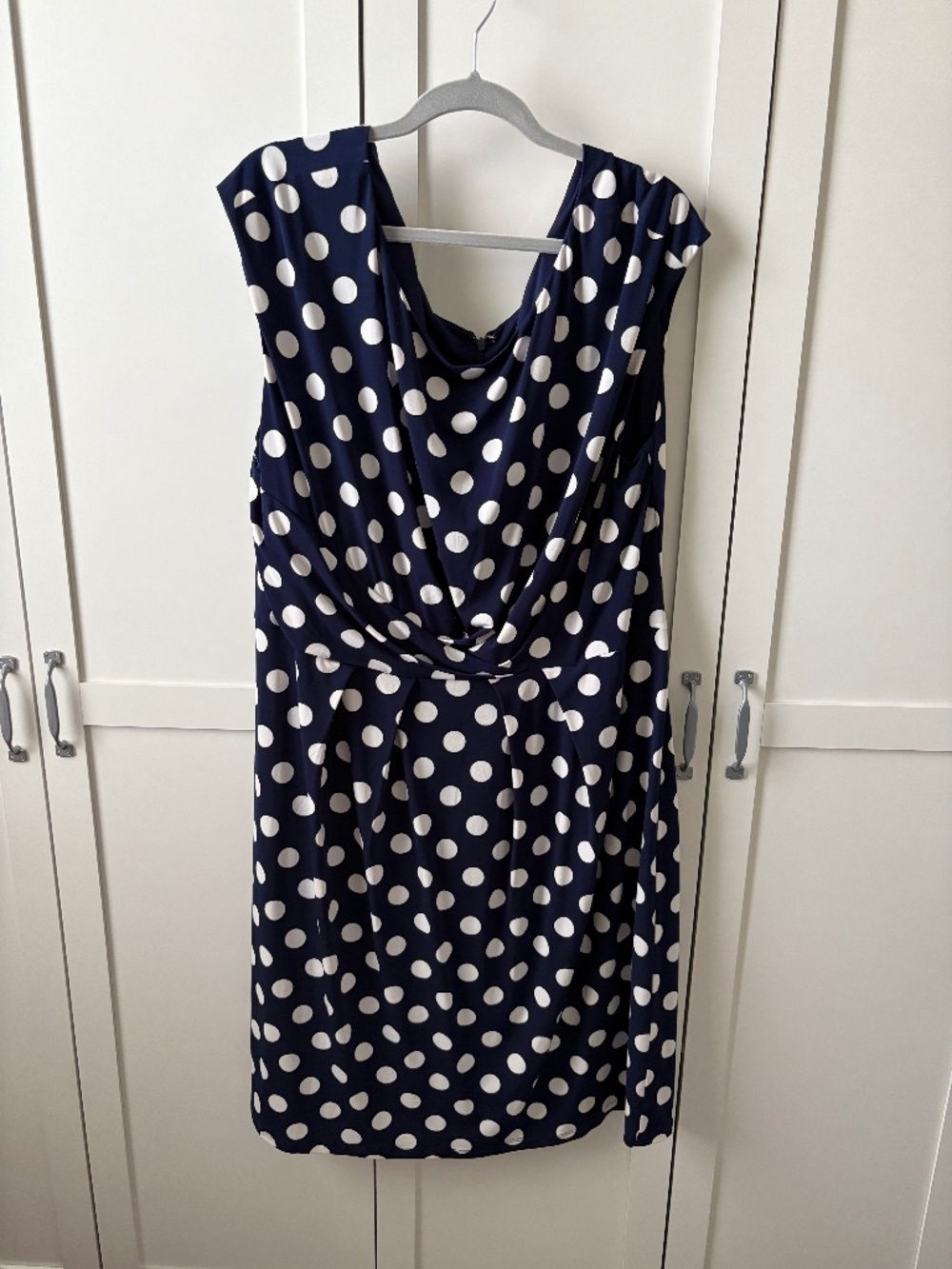 Eliza J Plus Sized 22W Navy and White Polka-dot knit dress